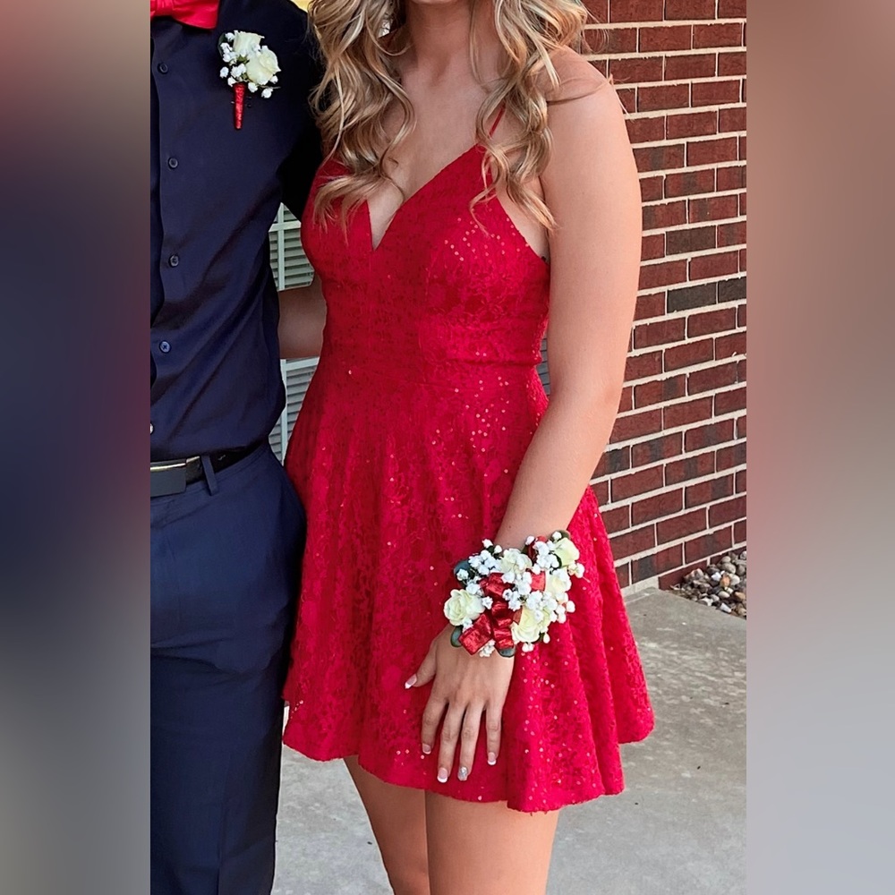 red lace/sequin dress size 1/2